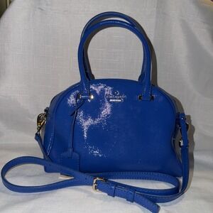 Kate Spade New York Blue Patent Leather Dome Crossbody Rolled Handles Cedar St.